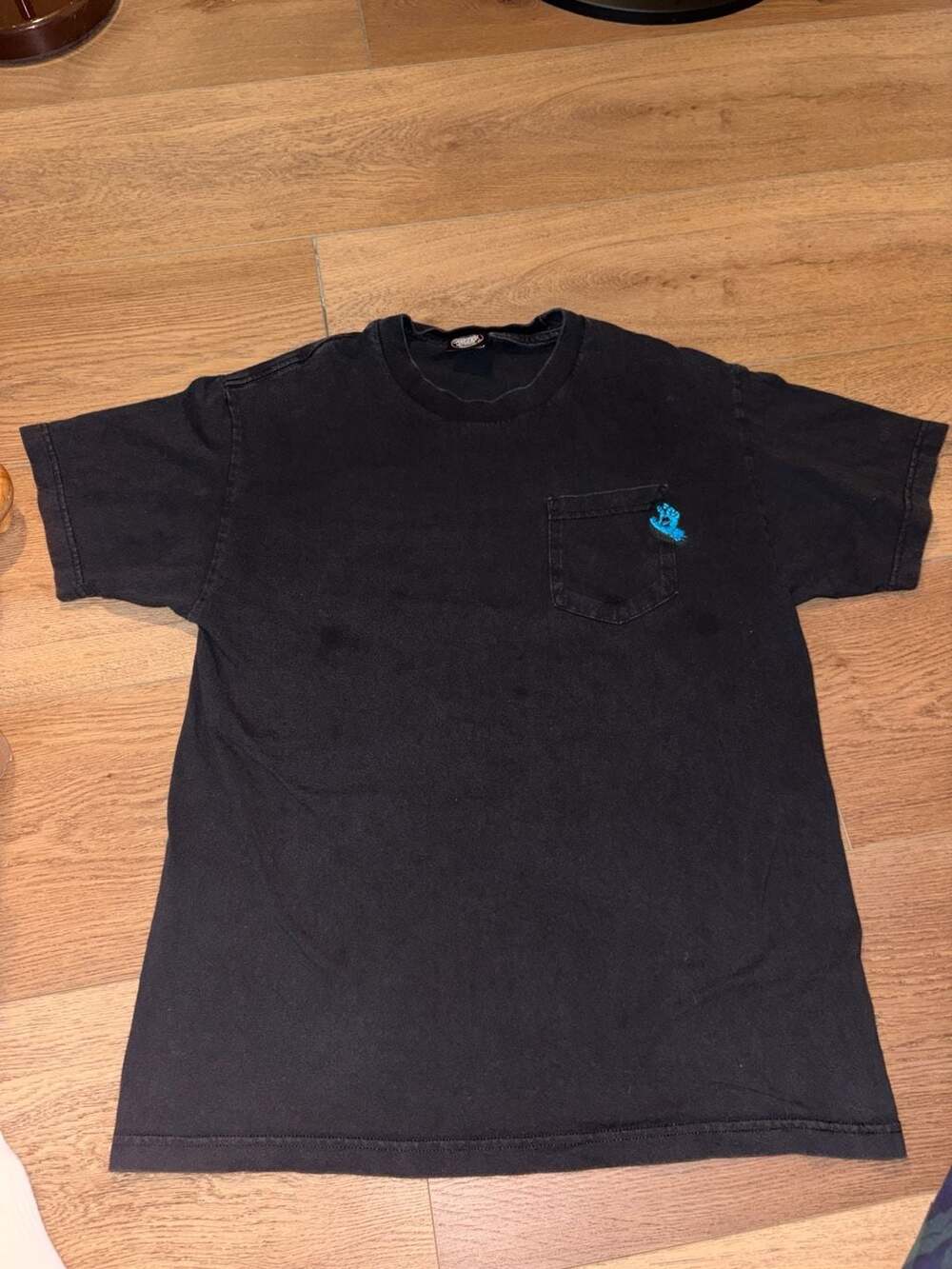 Santa Cruz Screaming Hand Embroidered Pocket T-Shirt Black